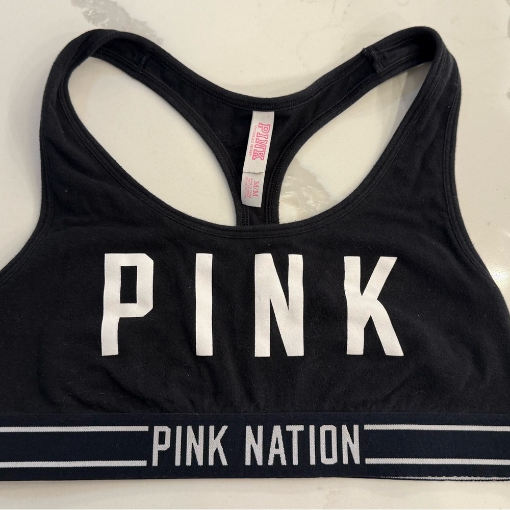 Victoria's Secret Pink Nation Black Sports Bra